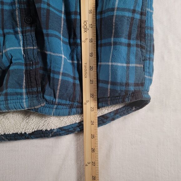 Women's Boston Traders Sherpa Lined Flannel Hooded Botton-up Jacket Size Medium - Picture 11 of 11